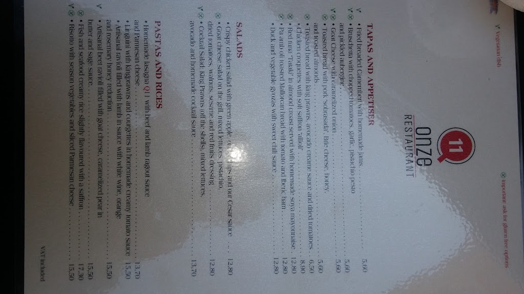 Q11 restaurant pollenca — Carta