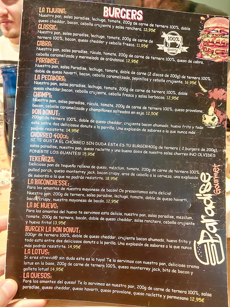 Paradise Hamburgueseria | Blanes — Carta