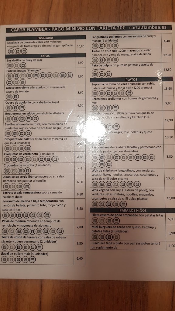 Flambea Gastrobar — Carta