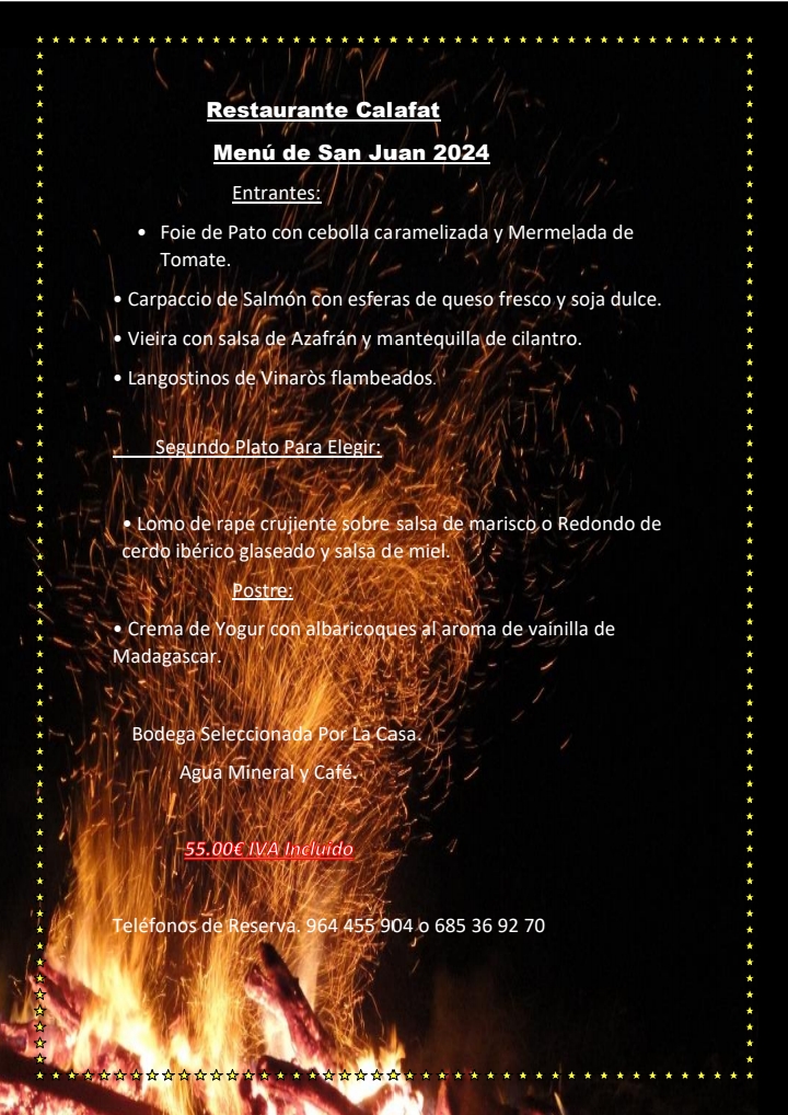 Restaurante Calafat — Carta