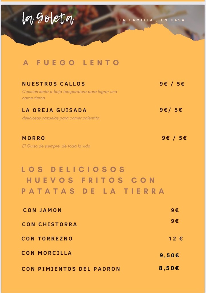 Bar La Goleta — Carta