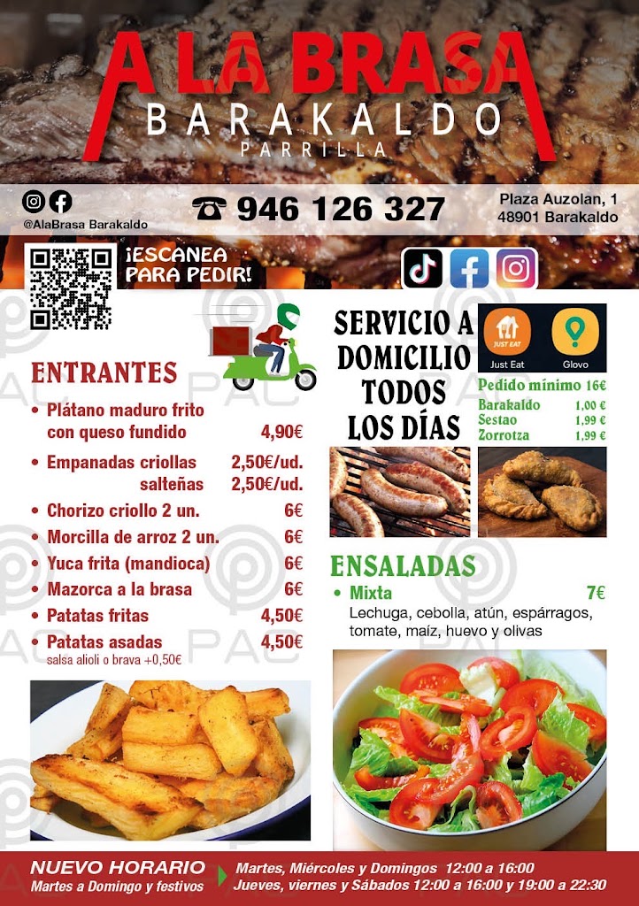 A la Brasa Barakaldo — Carta