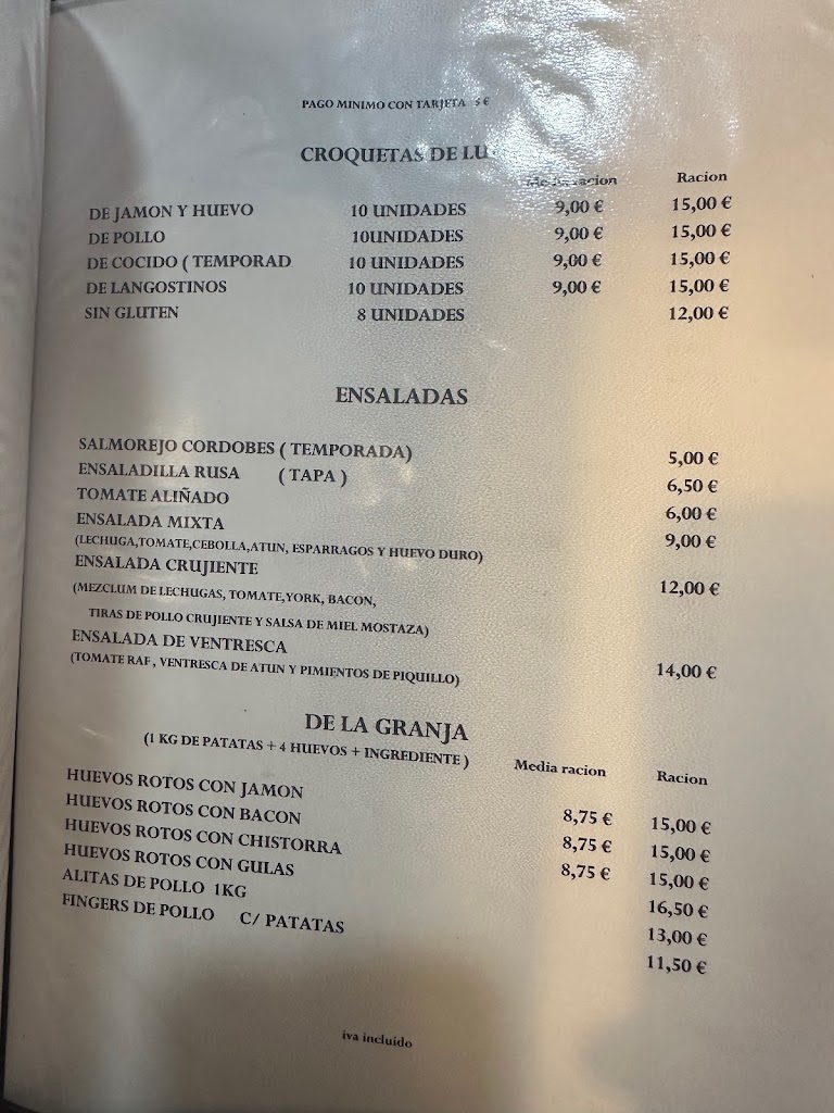 Gastrobar-Vinoteca Los 5 Sentidos. — Carta