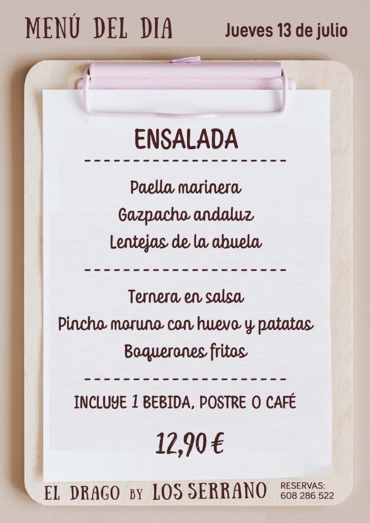 Restaurante El Drago by Los Serrano — Carta