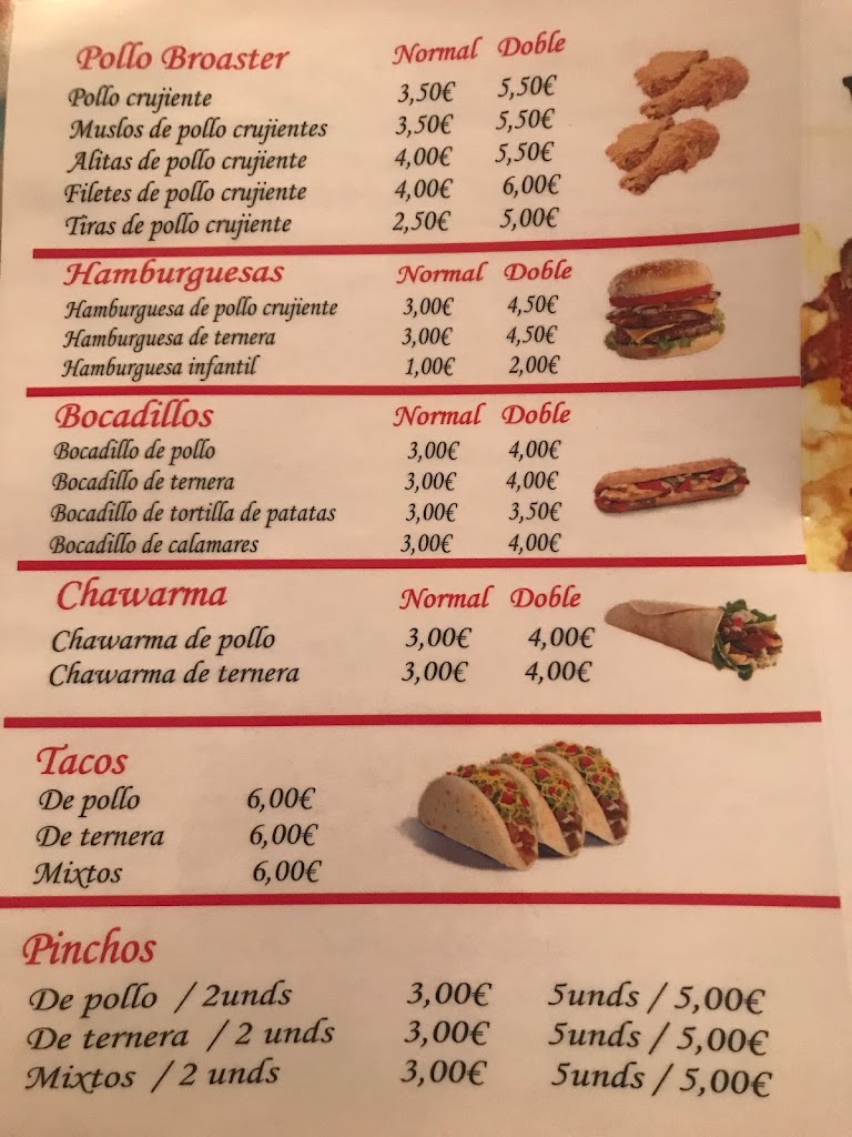 TELE KEBAB - LOS AMIGOS — Carta