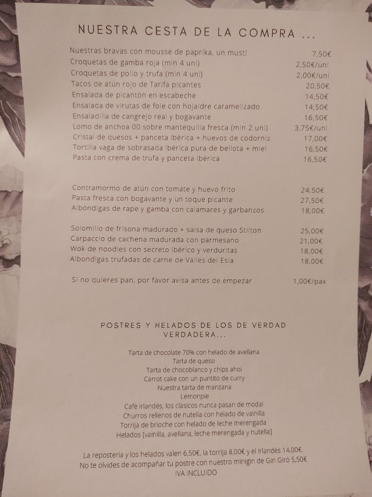 CIENTO 2 TABERNA — Carta
