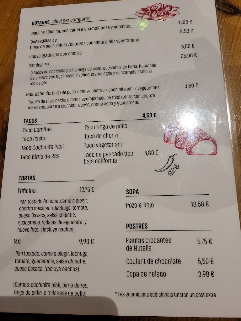 L'oficina Gastronomica — Carta