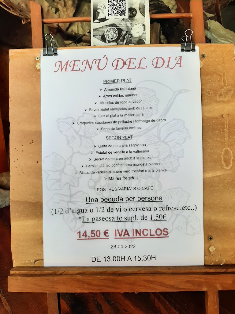Restaurante la Vinya — Carta