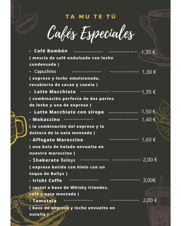 Cafeteria TA MU TE TU — Carta