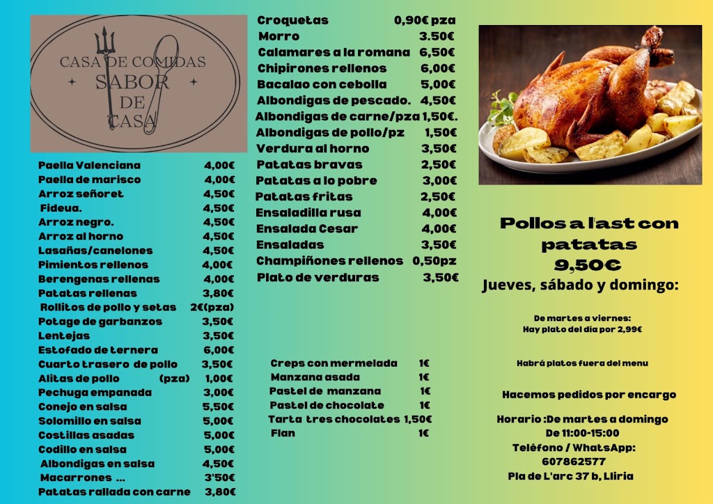 Sabor de Casa — Carta