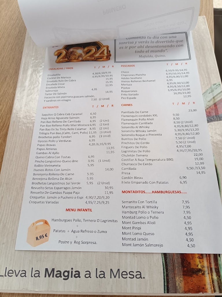 VENTA EL MINUTERO / CATERING EL MINUTERO — Carta