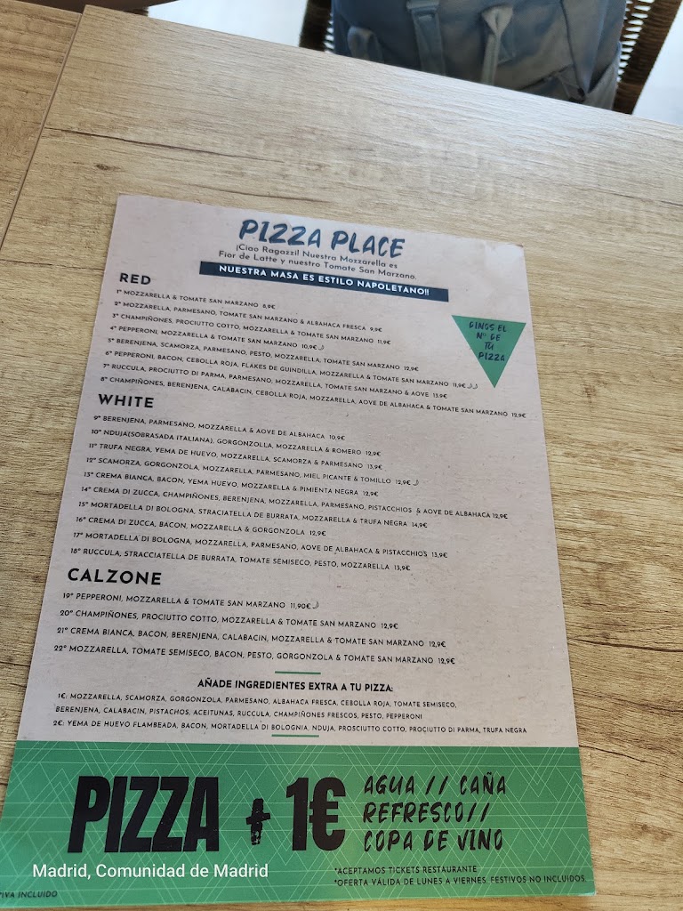 500o Crust Pizza Place Pozuelo — Carta