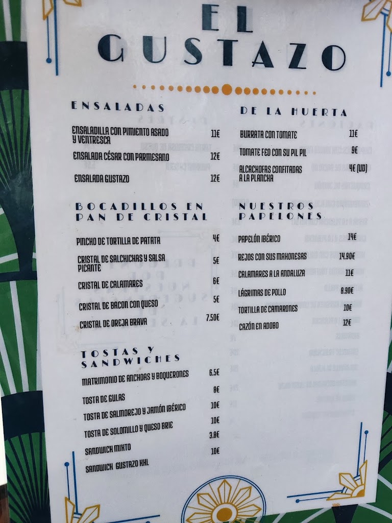 Cerveceria el Gustazo — Carta