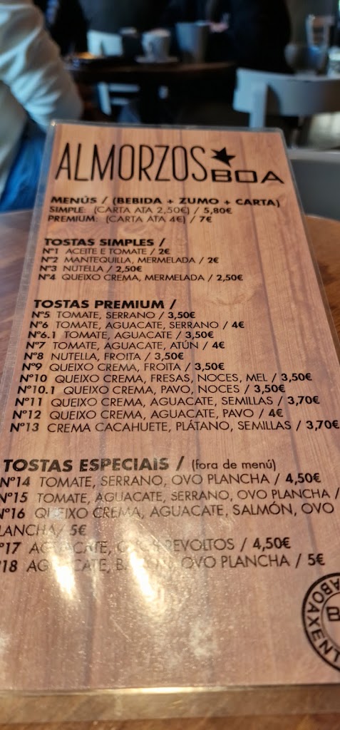 Cerveceria Boa Estrela — Carta