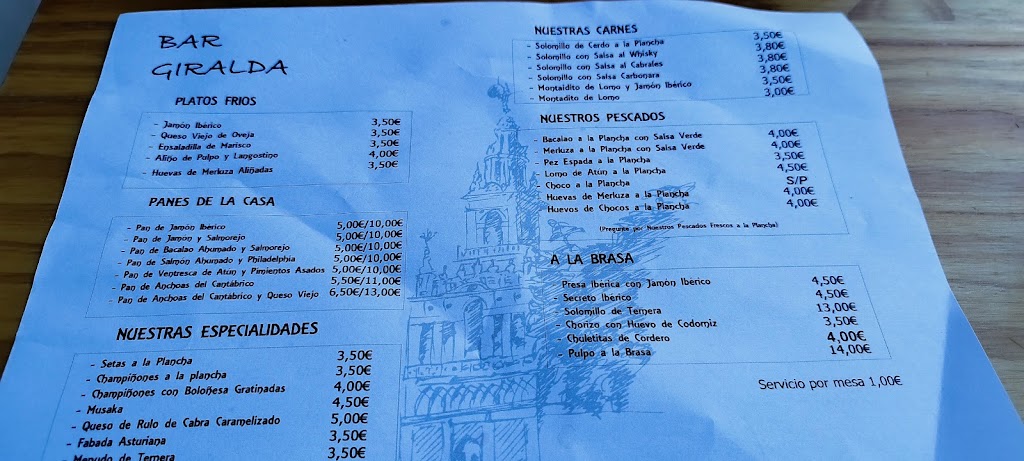 Bar Giralda — Carta