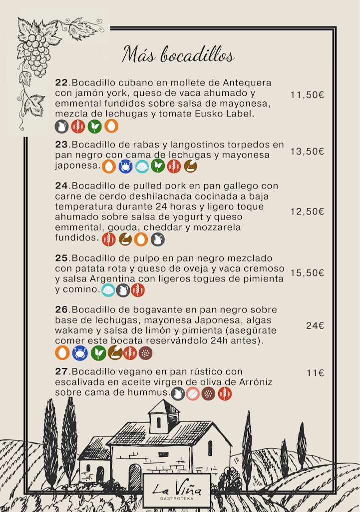 La Vina Gastroteka l Restaurante Pamplona — Carta