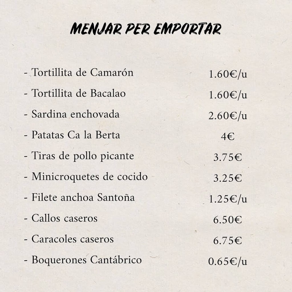 Ca la Berta — Carta