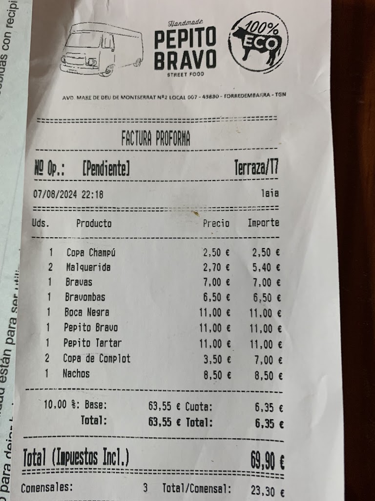 PEPITO BRAVO — Carta