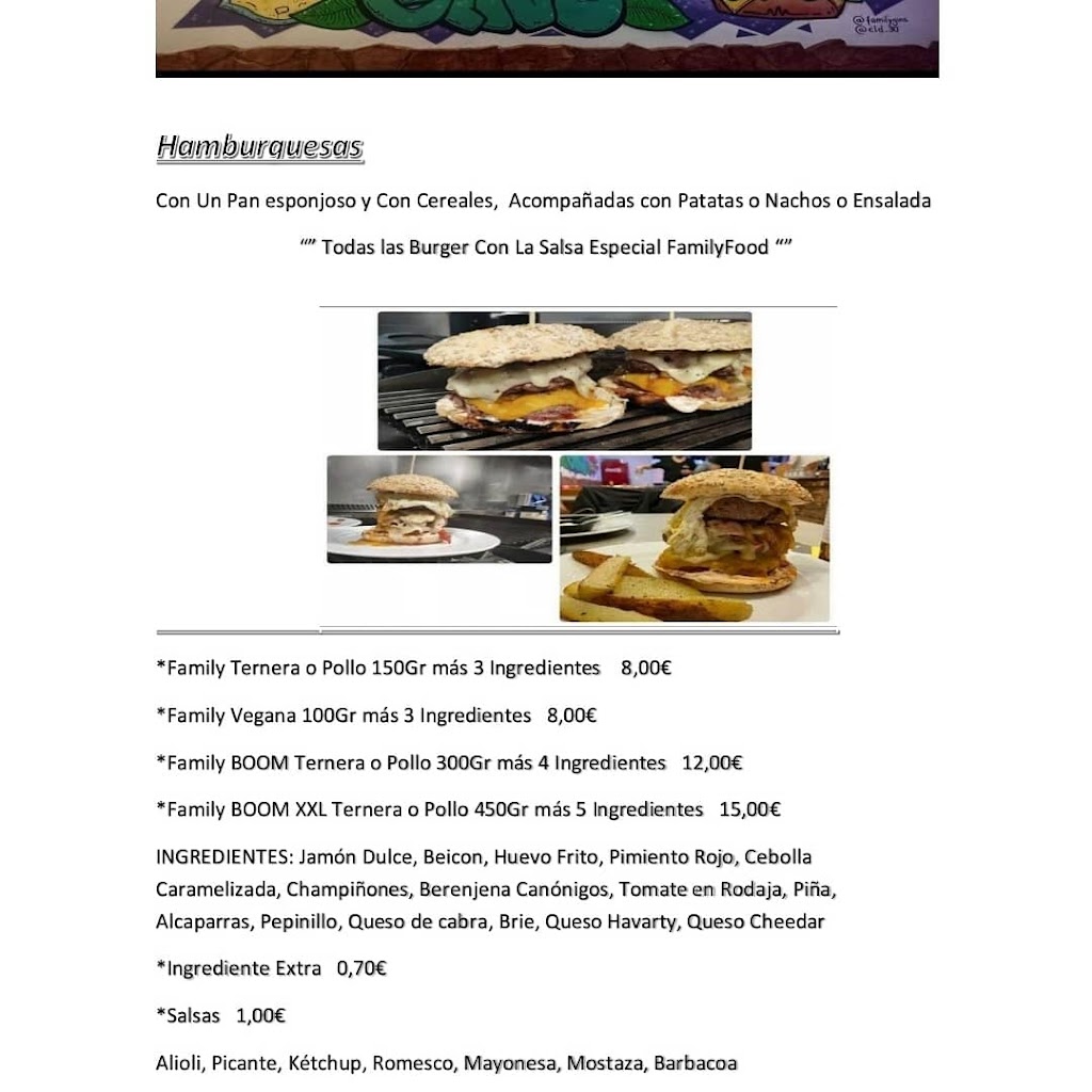 Familygins & Food — Carta
