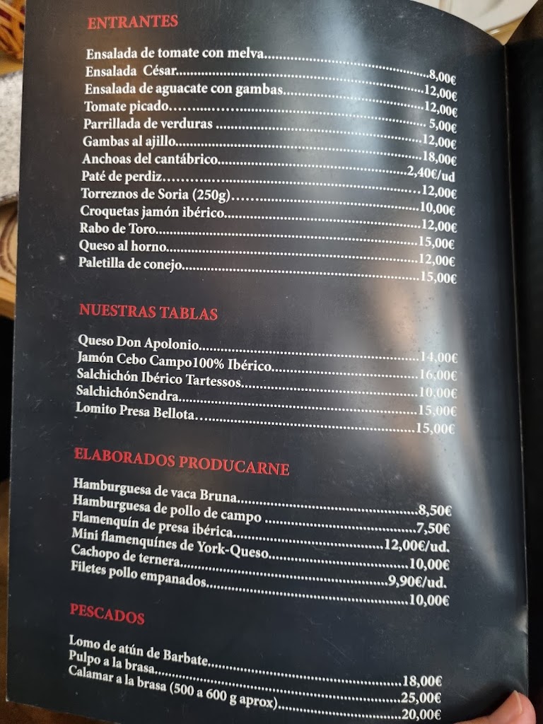 PRODUCARNE A LA BRASA Restaurante - Asador — Carta