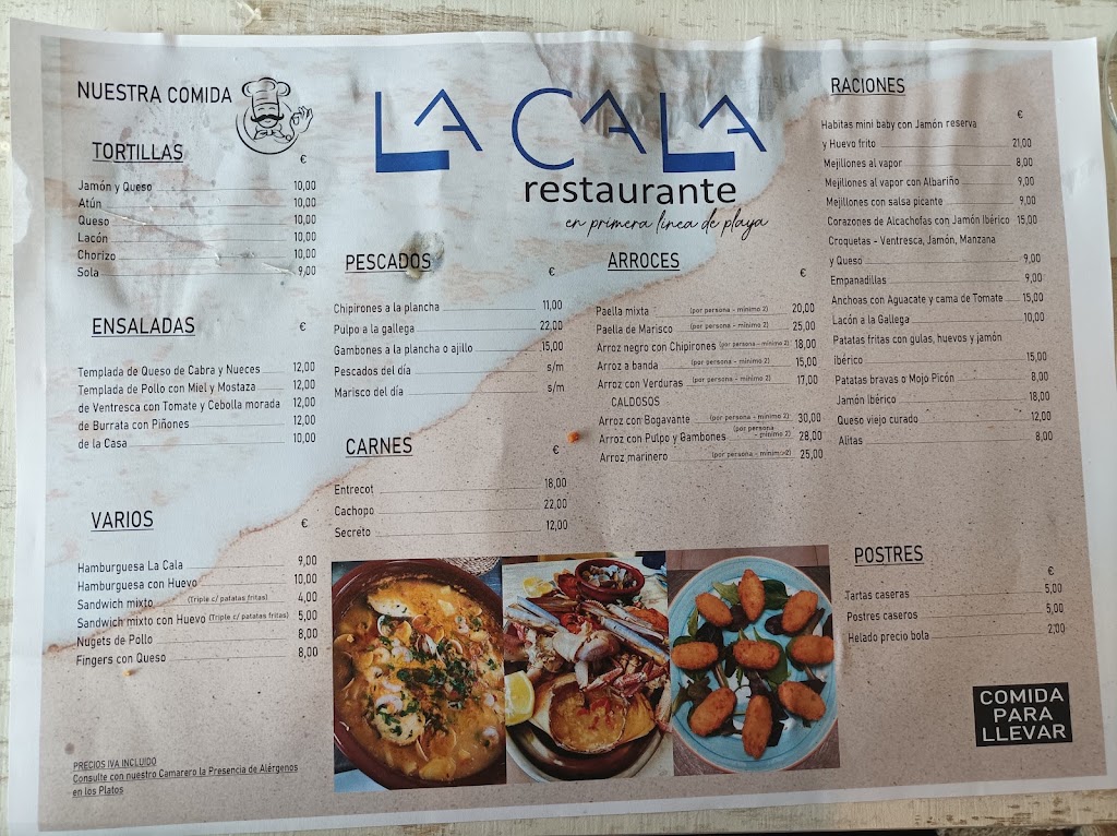 Restaurante La Cala de Canelinas — Carta