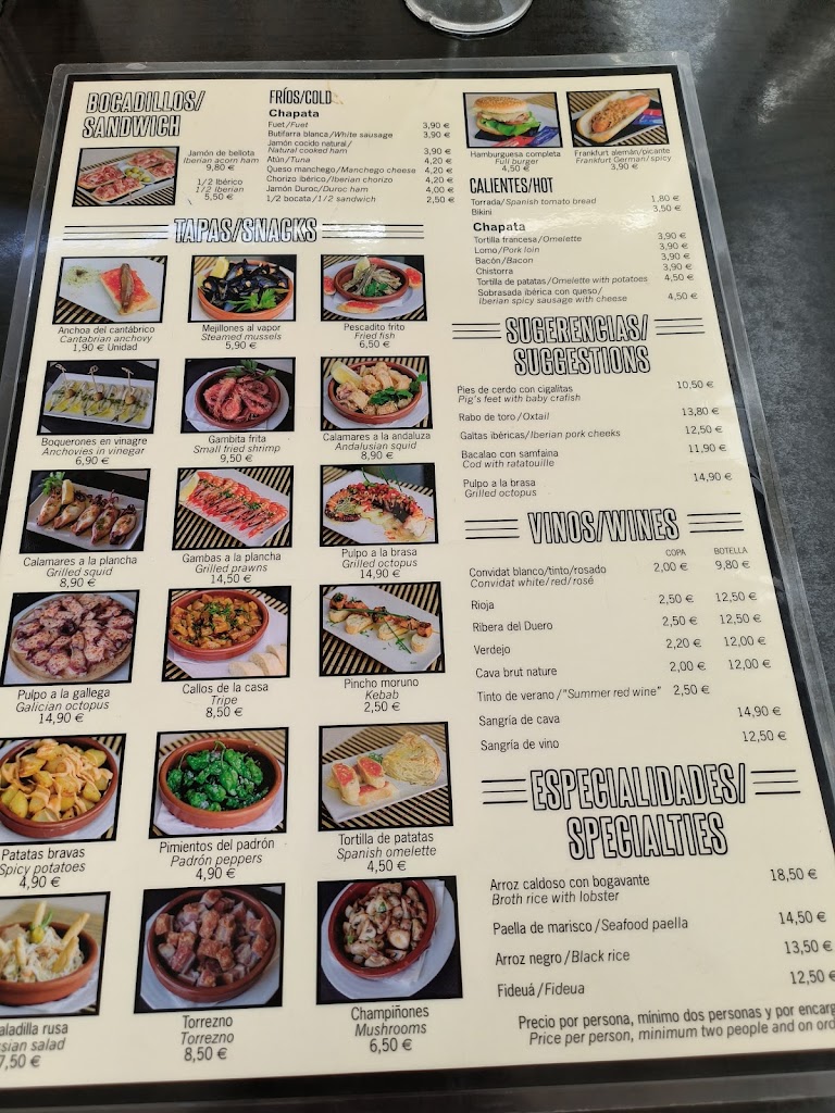 Salmeron Cafeteria Restaurant — Carta