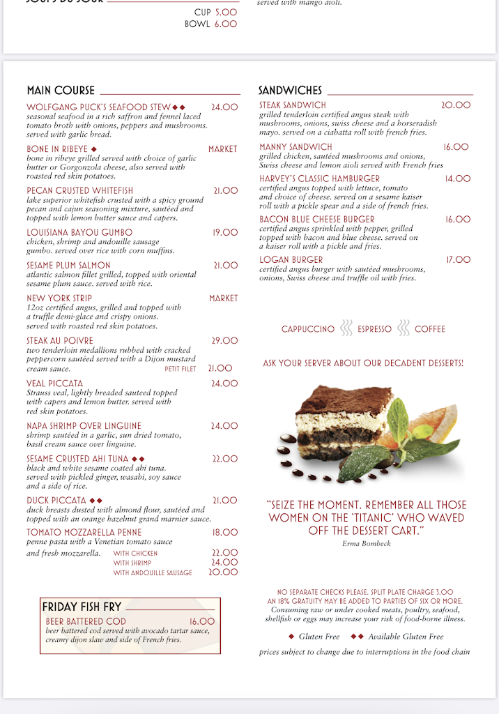  Harvey’s Central Grille