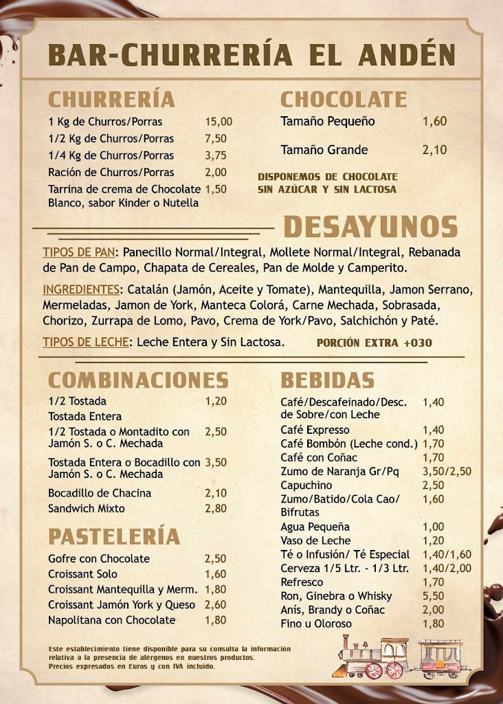 CAFETERIA CHURRERIA TAPERIA EL ANDEN — Carta