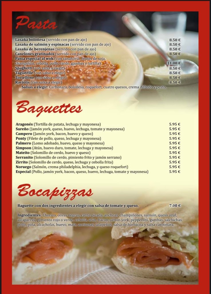 Restaurante Pizza & Pasta — Carta
