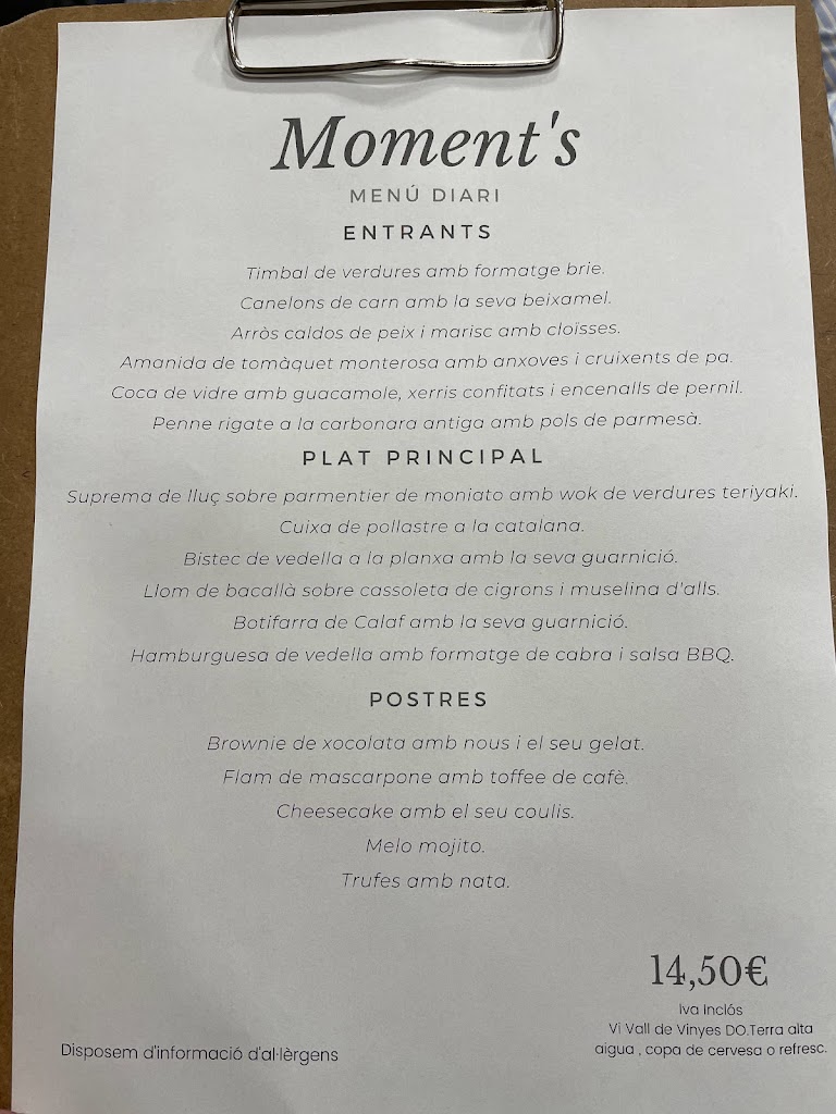 Moment's Igualada — Carta