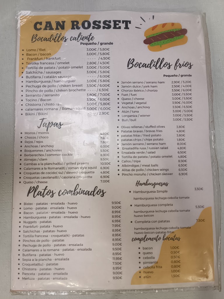 Restaurant Rosset — Carta