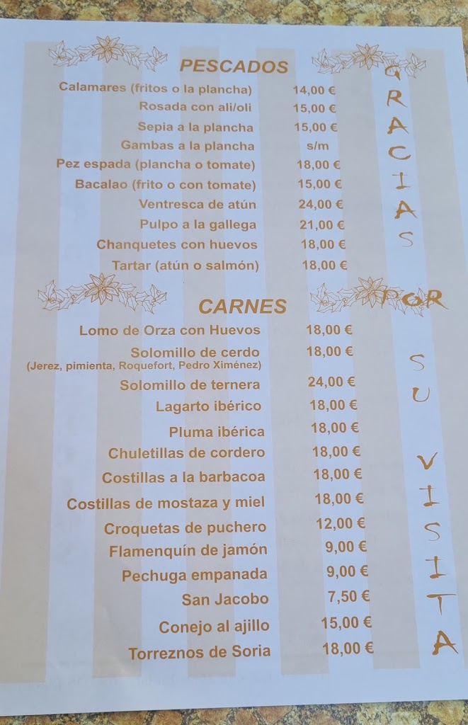 Meson "Los Arcos" — Carta