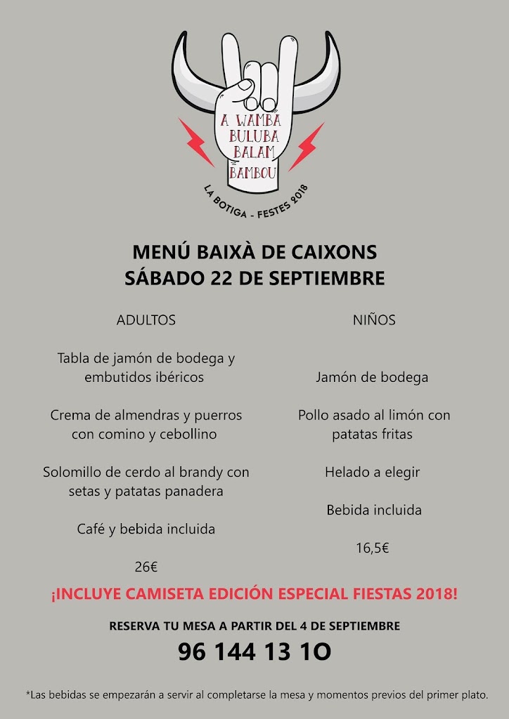 Restaurante La Botiga de L'Estacio — Carta