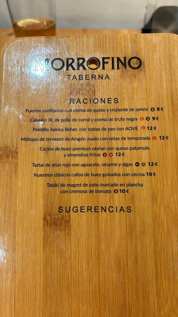 Morrofino Taberna — Carta