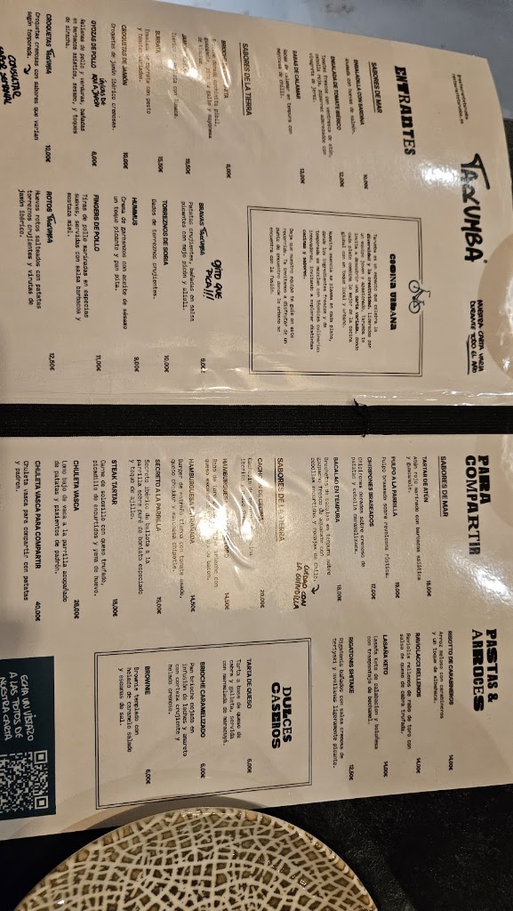 Tarumba - Restaurante & Gastrobar — Carta