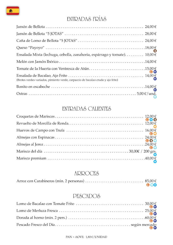 Restaurante Casa Ortega — Carta