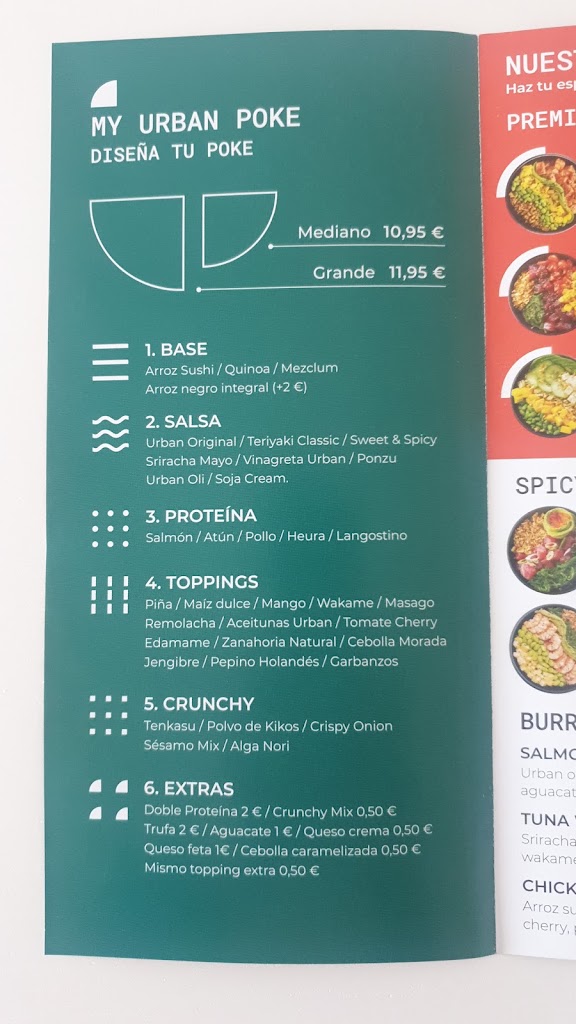 Urban Poke Bar - Tres Cantos — Carta