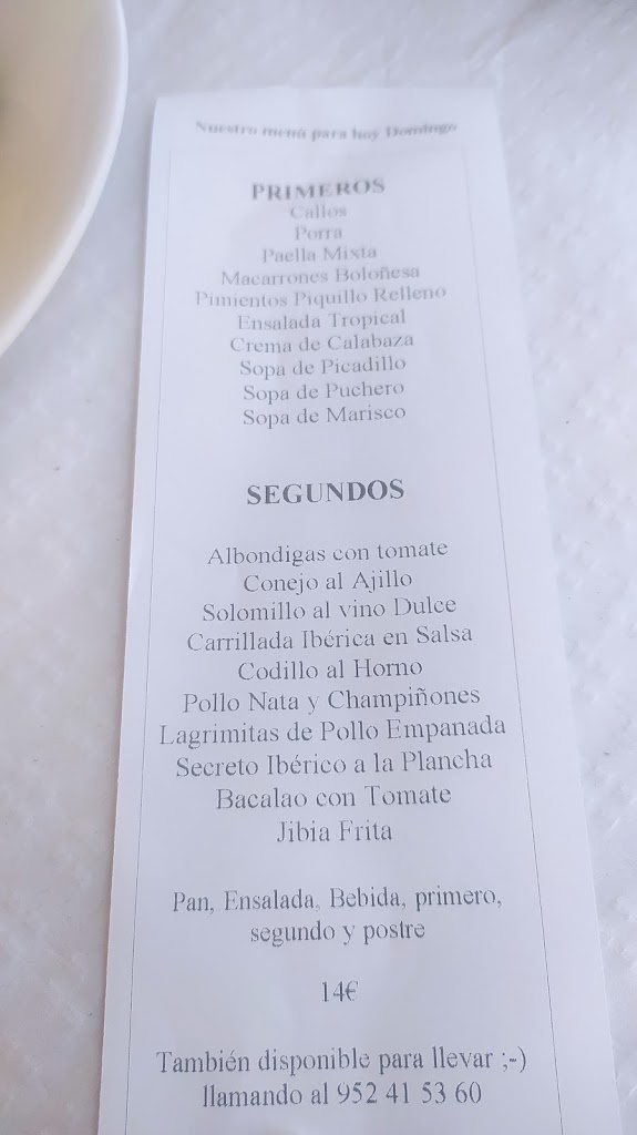 Restaurante Federico — Carta