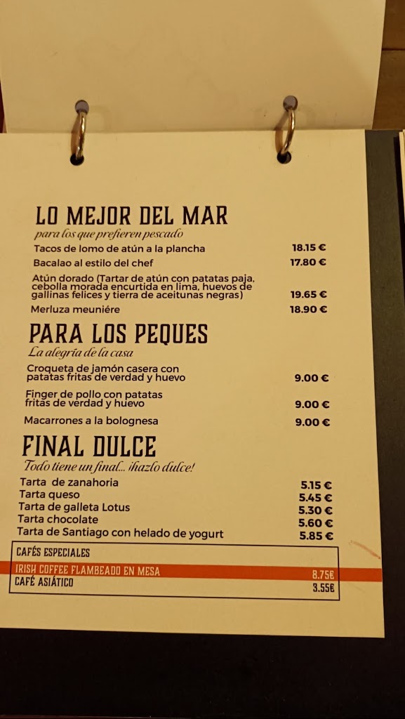 Restaurante Asador La casona de Santiago — Carta