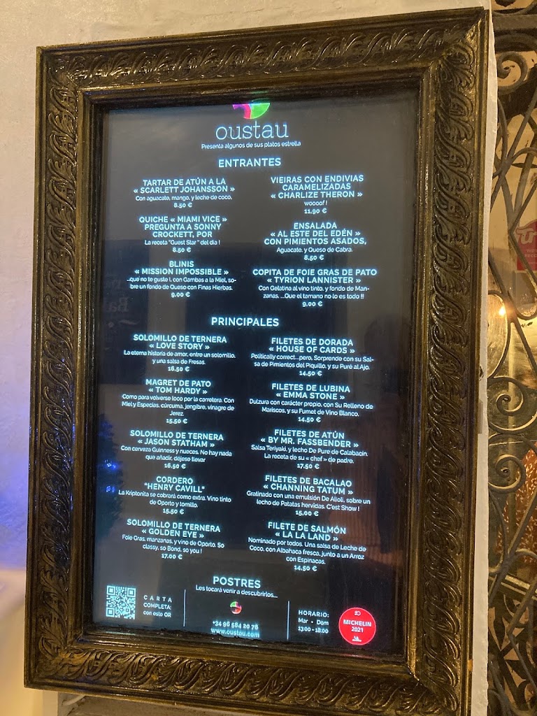 Restaurant Oustau de Altea — Carta