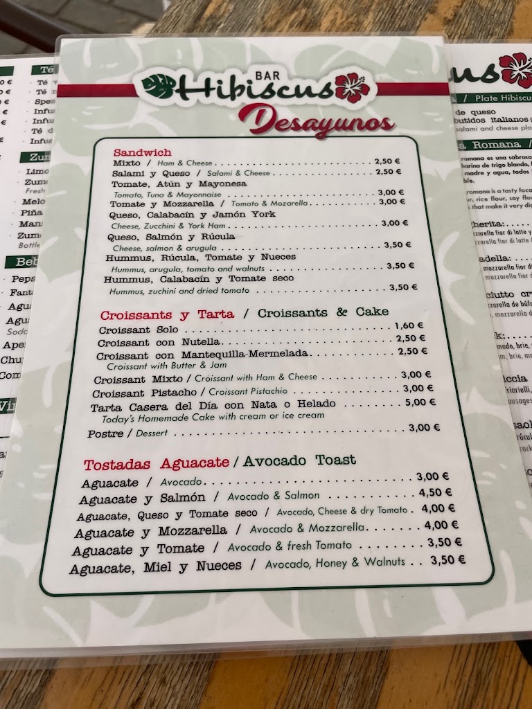 Bar hibiscus — Carta