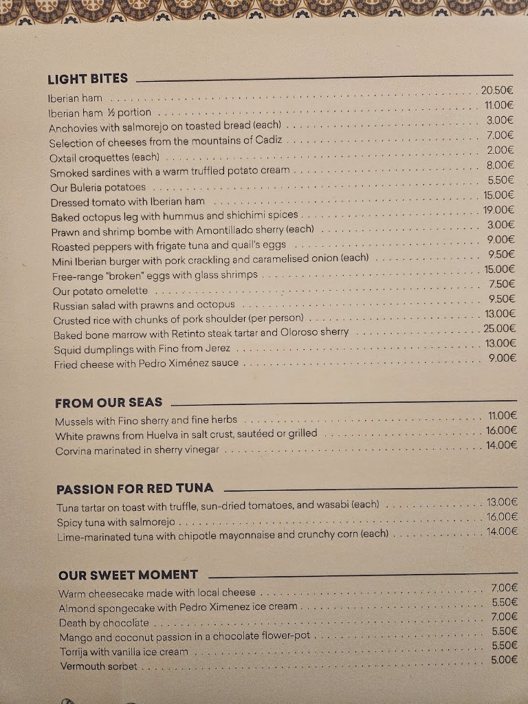 La Vermuteria del Sherry — Carta