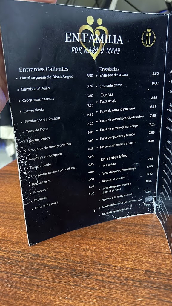 Restaurante EN FAMILIA POR MARY&LANDY — Carta