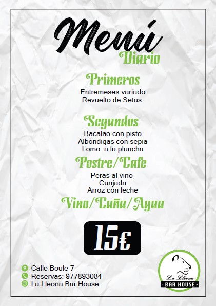 La Lleona Bar House — Carta
