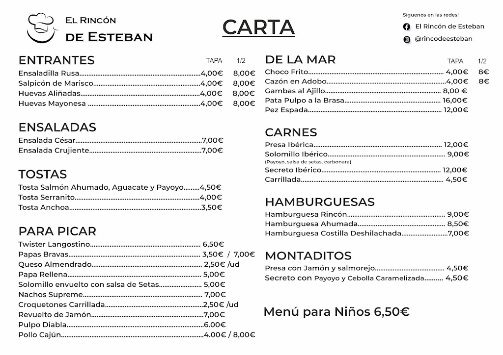 El Rincon de Esteban — Carta