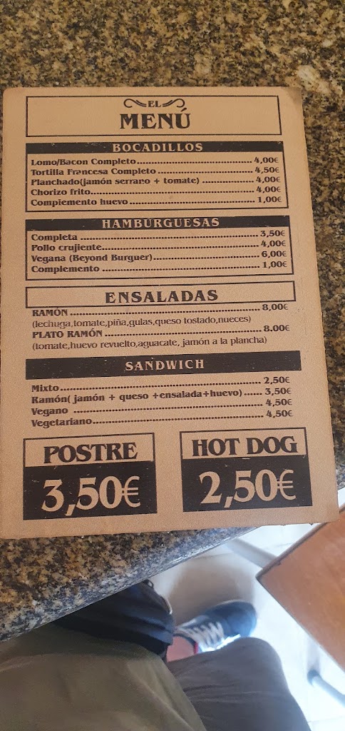 Bar Ramon Playa de Raso — Carta