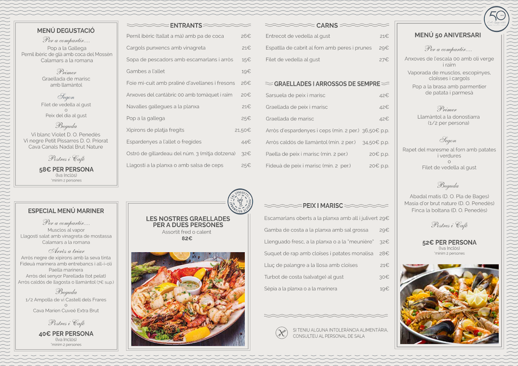 Restaurante Cal Spaguetti — Carta