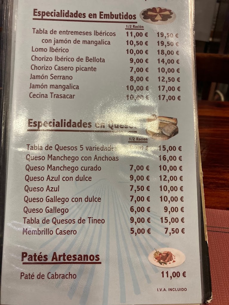 Taberna A'Carballeira — Carta