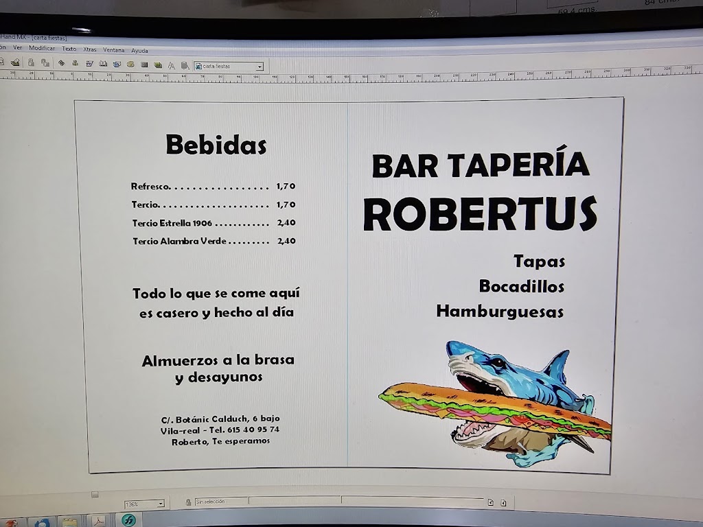 Bar TAPERIA ROBERTUS — Carta