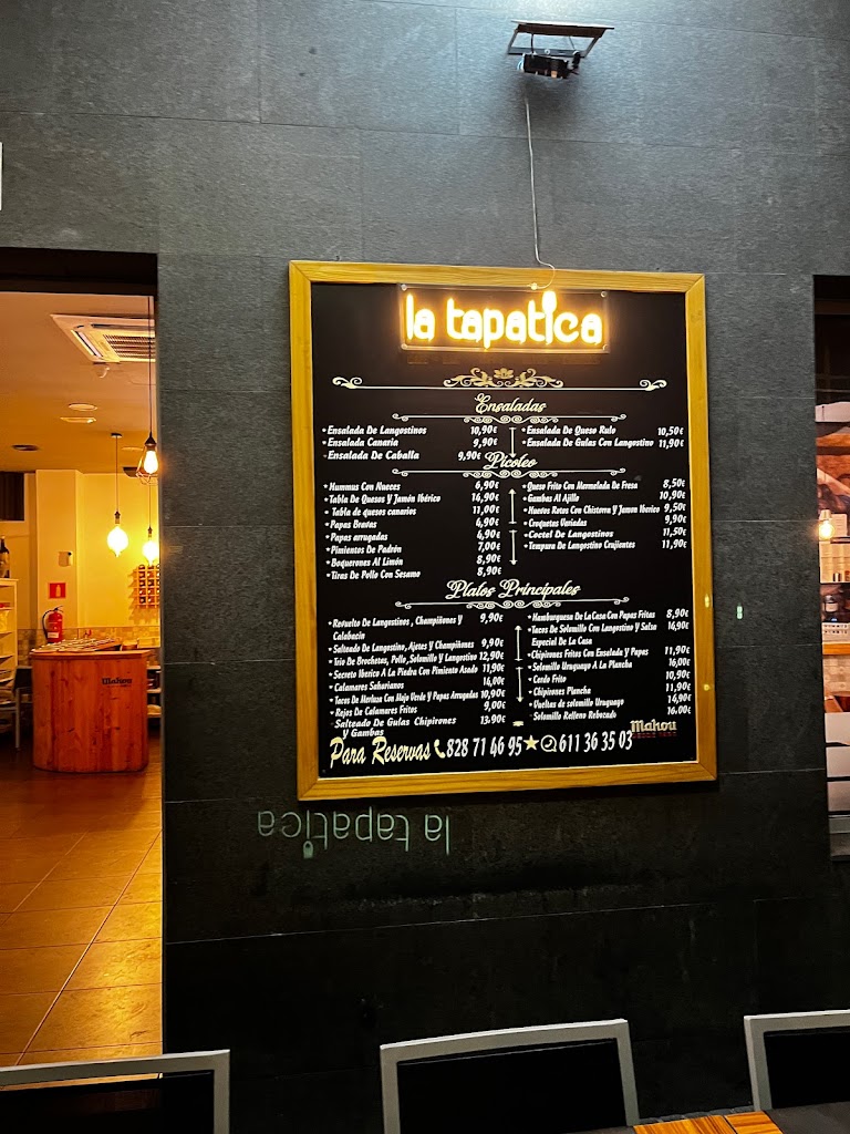 Cafe Bar La Tapatica — Carta